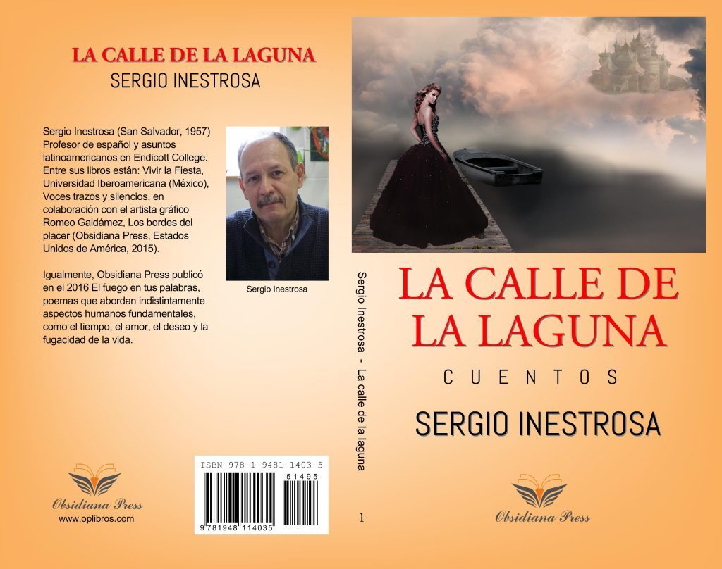 Portada del libro La Calle de la Laguna de Sergio Inestrosa y retrato del autor frente a paisaje montañoso