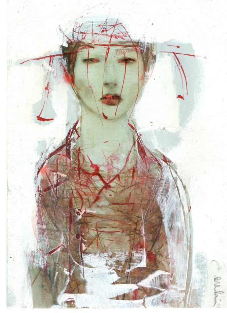 36 creadores nacionales participarán de un nuevo "Persa del Arte" en la Factoría Santa Rosa Obra de Ana Taulis titulada Maiko, técnica mixta óleo e tinta sobre papel, retrato expresionista de figura femenina