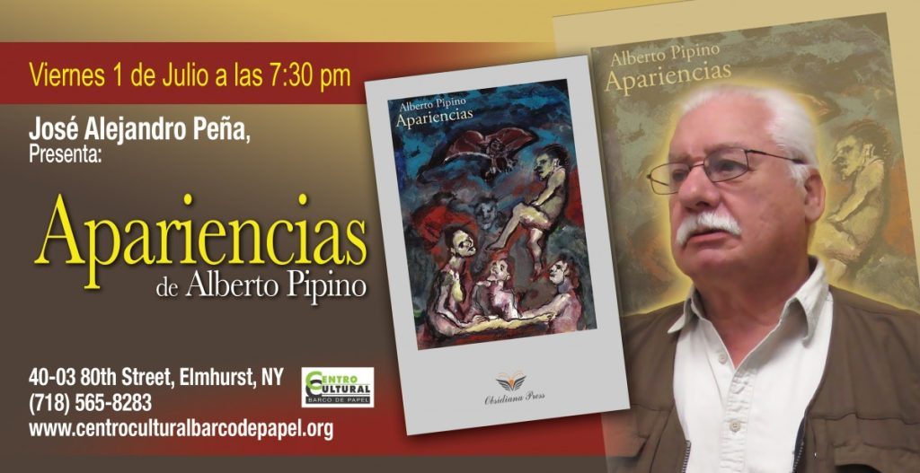 Sus palabras tienen la belleza de la piedra: La poesía del argentino Alberto Pipino Alberto Pipino, poeta argentino, junto a portada de libro con ilustración religiosa colorida. Anuncio de evento cultural