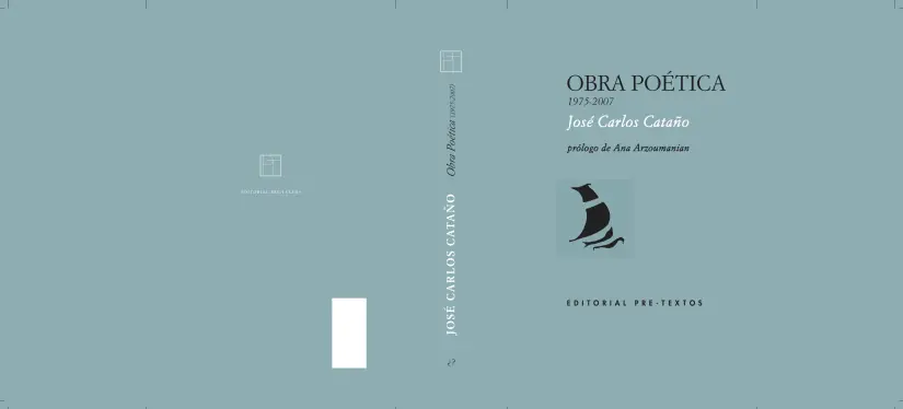 Portada del libro Obra poética de José Carlos Cataño con diseño minimalista en tonos azules y figura abstracta
