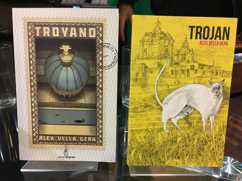 "Troyano", de Alex Vella Gera: Intolerancia maltesa Dos portadas del libro Troyano de Alex Vella Gera: edición antigua con ilustración de figura clásica y edición amarilla