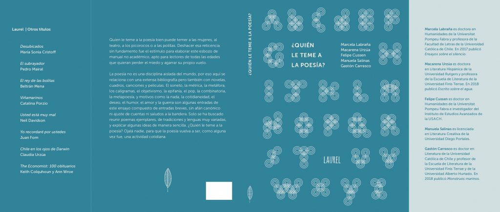Retrato de Nicolás Meneses, poeta, en tonos azules con patrones geométricos y tipografía variada de fondo