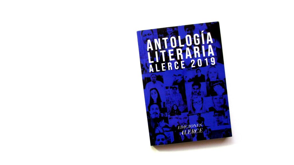 Portada de la Antología Literaria Alerce 2019 de la Sociedad de Escritores de Chile, con diseño en azul y tipografía
