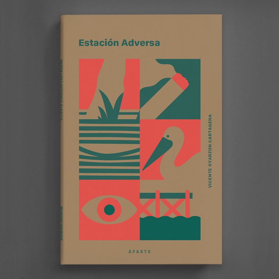 "Estación adversa", de Vicente Oyarzún Cartagena: Buscar la nitidez Portada del libro Estación Adversa de Vicente Oyarzún Cartagena con diseño geométrico abstracto en rojo y verde