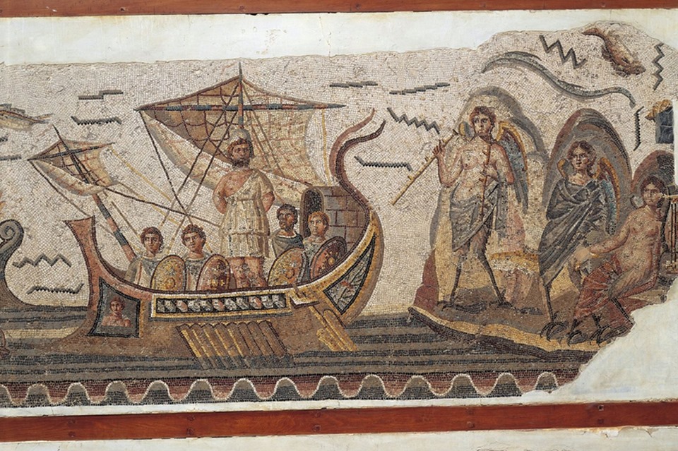 Mosaico sobre la Odisea, del año 260 antes de Cristo, de Thugga (Museo del Bardo, Túnez)