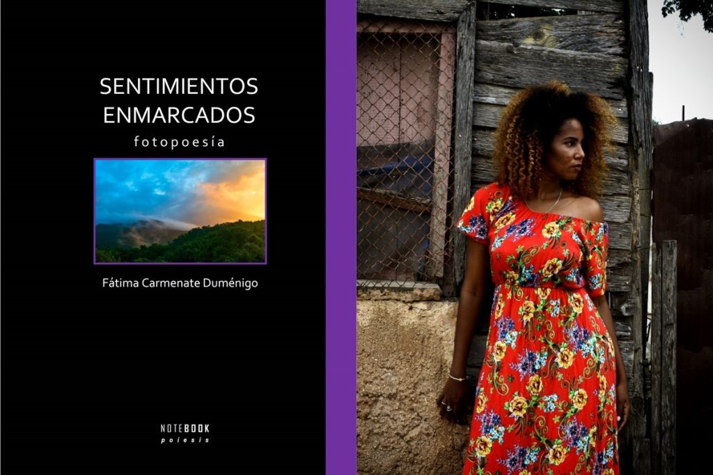 Portada del libro Sentimientos enmarcados de Félix Carmona Domingo, con fotografía de mujer de perfil en vestido floral