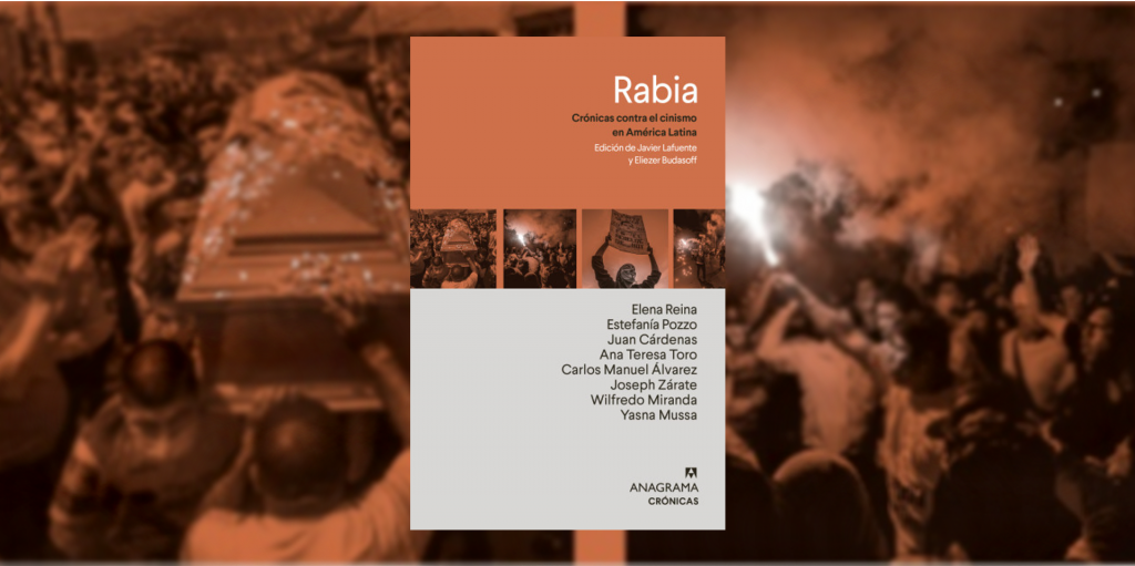 Portada del documental Rabia mostrando rostros de personas en multitud con tonos sepia, título y créditos del film
