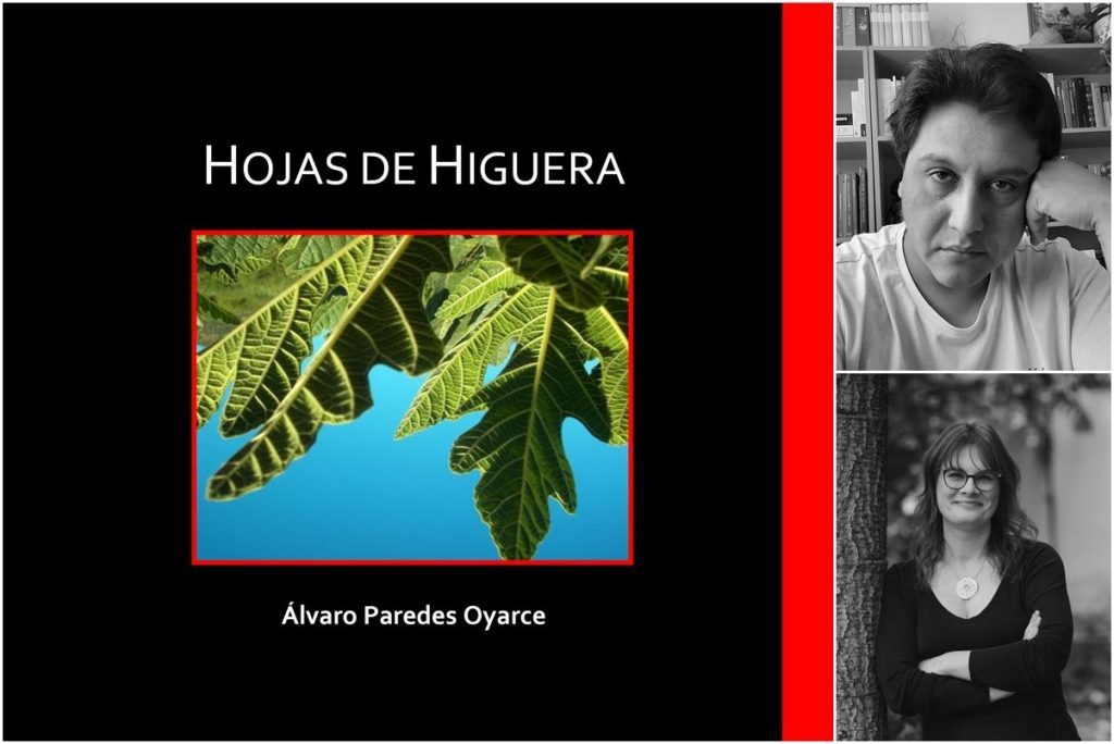 Portada del libro Hojas de higuera de Álvaro Paredes Oyarce, con fotografías de autor y personas en blanco y negro