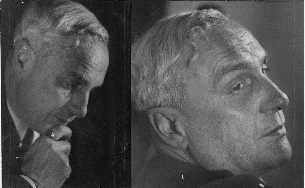 Augusto Monterroso en dos perfiles, fotografía en blanco y negro mostrando el rostro del escritor desde ángulos lateral